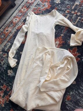 Princess Polly Cream Long Sleeve Maxi Dress